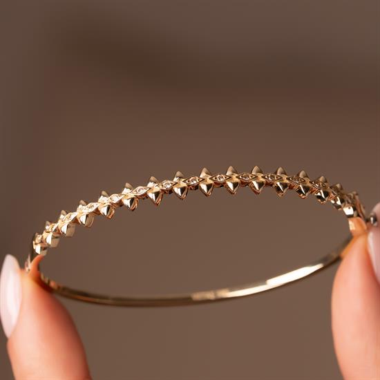 Taşlı Göz Figürlü 14 Ayar Altın Kelepçe