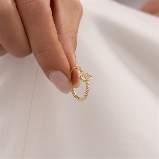 Taşlı Göz Model 14 Ayar Altın Yüzük