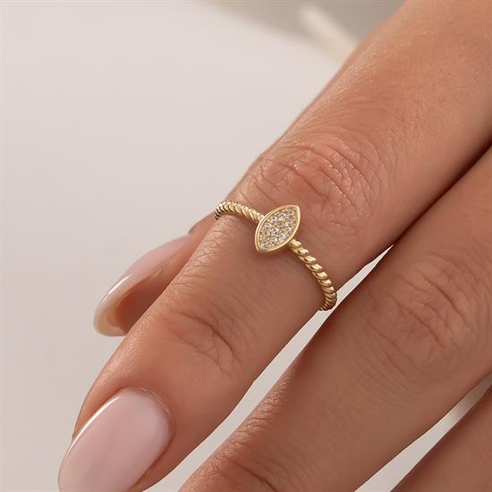 Taşlı Göz Model 14 Ayar Altın Yüzük