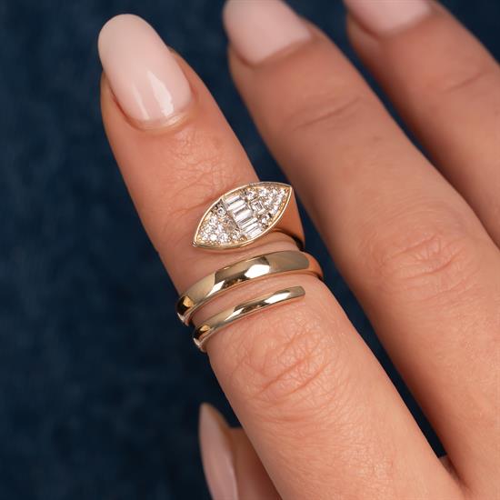 Taşlı Göz Model 14 Ayar Altın Yüzük