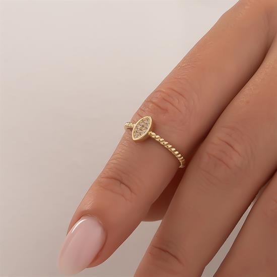 Taşlı Göz Model 14 Ayar Altın Yüzük