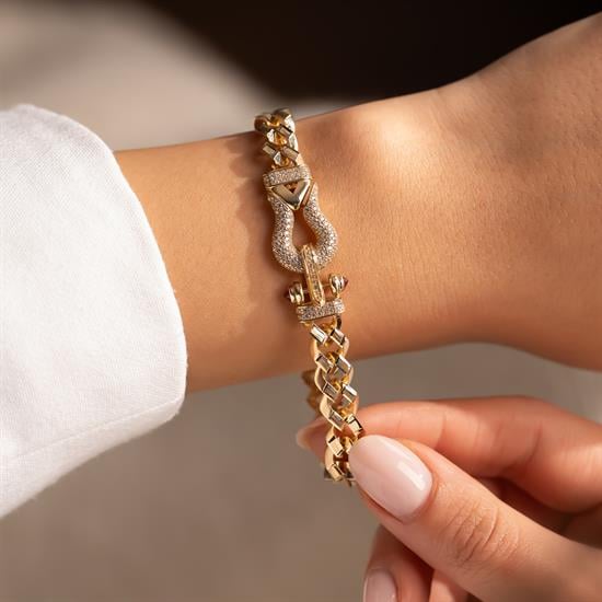 Gurmet Taşlı 14 Ayar Altın Bileklik