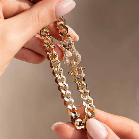 Gurmet Taşlı 14 Ayar Altın Bileklik