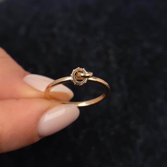 Taşlı Halka Detaylı 14 Ayar Altın Yüzük