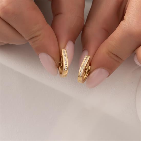 14 Ayar Taşlı Halka Küpe Altın