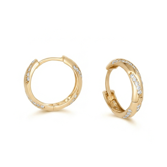 Taşlı Halka Küpe 14 Ayar Altın