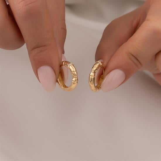 Halka Taşlı Küpe Altın 14 Ayar