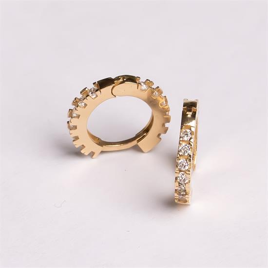 Taşlı Halka Küpe 14 Ayar Altın