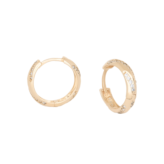 Taşlı Halka Küpe 14 Ayar Altın