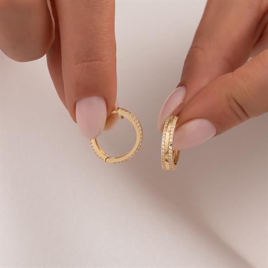 Altın Taşlı Halka Küpe