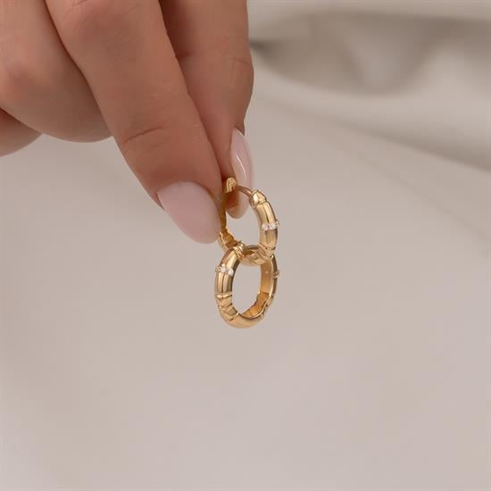 Halka Taşlı Küpe Altın 14 Ayar