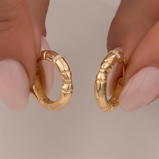 Halka Taşlı Küpe Altın 14 Ayar