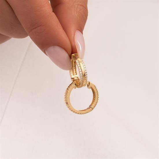 Altın Taşlı Halka Küpe