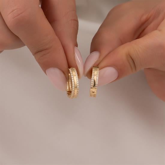 Altın Taşlı Halka Küpe