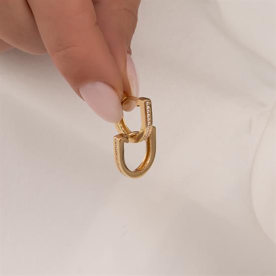 14 Ayar Taşlı Halka Küpe Altın