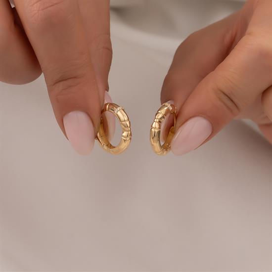 Taşlı Halka Küpe 14 Ayar Altın