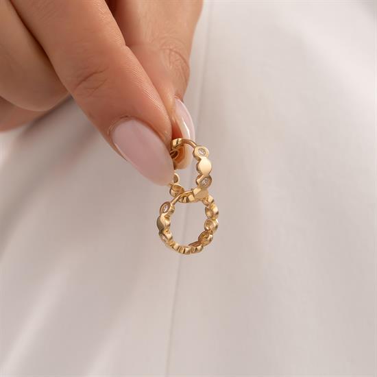 Taşlı Halka Küpe 14 Ayar Altın