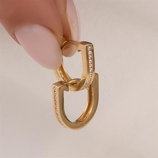 14 Ayar Taşlı Halka Küpe Altın