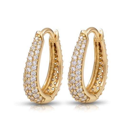 Taşlı Halka Küpe 14 Ayar Altın