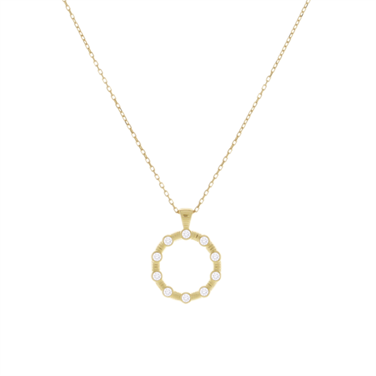 Taşlı Halka Model 14 Ayar Altın Kolye