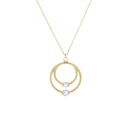 Taşlı Halka Model 14 Ayar Altın Kolye