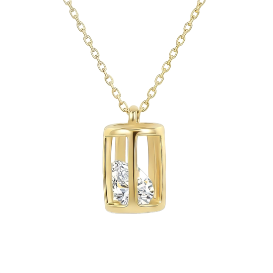 Taşlı Kafes 14 Ayar Altın Kolye