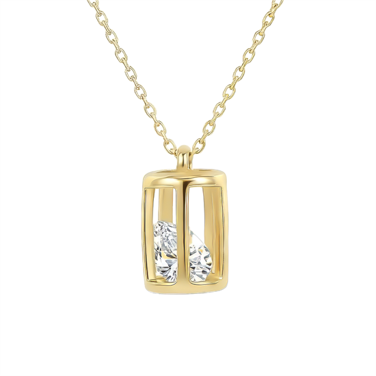 Taşlı Kafes 14 Ayar Altın Kolye