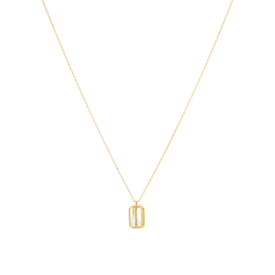 Taşlı Kafes 14 Ayar Altın Kolye