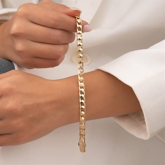 Taşlı Kalemli 14 Ayar Altın Bileklik