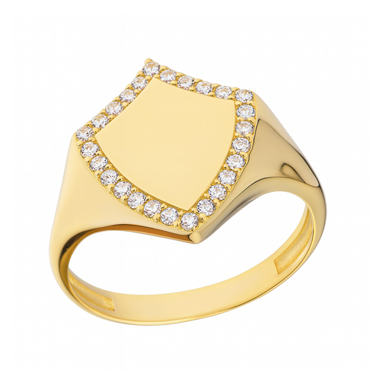 Taşlı Kalkan Model 14 Ayar Altın Yüzük 