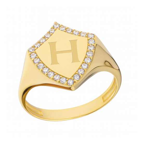 Taşlı Kalkan Model 14 Ayar Altın Yüzük 