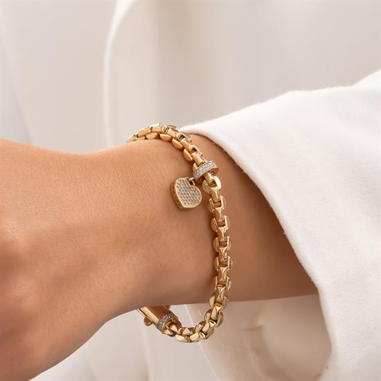 Taşlı Kalp Bileklik 14 Ayar Altın