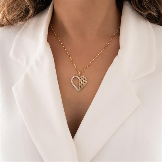 14 Ayar Altın Taşlı Kalp Kolye