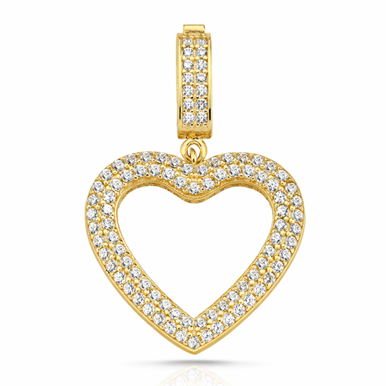 Taşlı Kalp Kolye Ucu 14 Ayar Altın