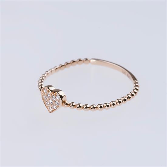 Taşlı Kalpli 14 Ayar Altın Yüzük