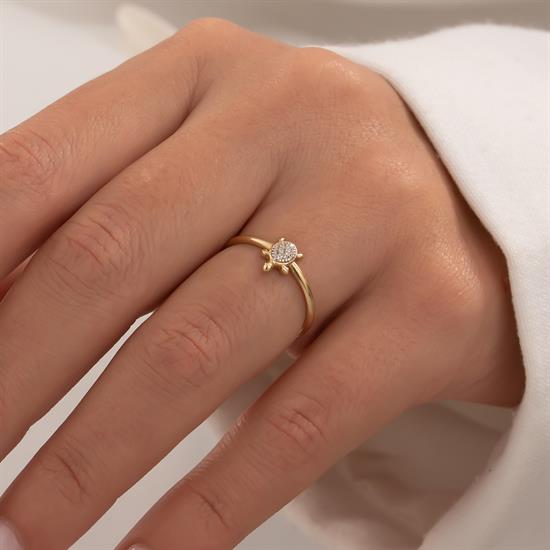 Taşlı Kaplumbağa 14 Ayar Altın Yüzük