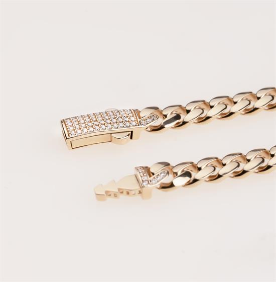 Taşlı Kilit Gurmet Spor Bileklik 14 Ayar Altın 6 Mm