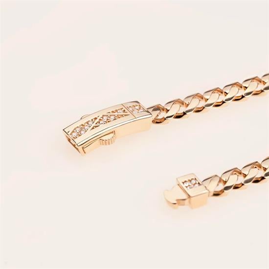 Taşlı Kilit Gurmet Spor Bileklik  6 Mm 14 Ayar Altın