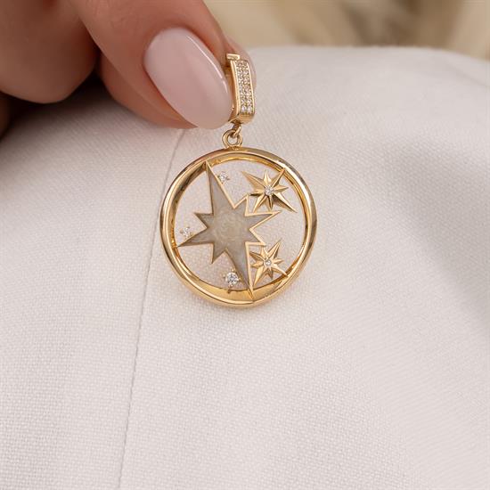 Taşlı Kuzey Yıldızı 14 Ayar Kolye Ucu