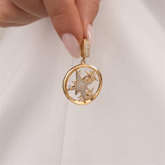 Taşlı Kuzey Yıldızı 14 Ayar Kolye Ucu