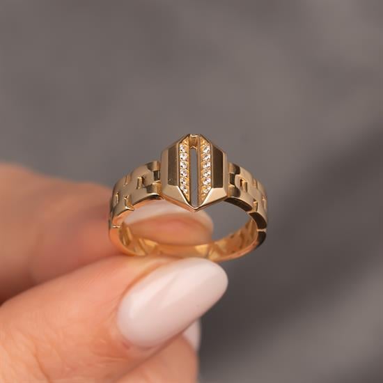 Taşlı Modern 14 Ayar Altın Yüzük