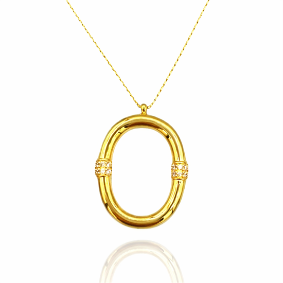 Taşlı O Harfi 14 Ayar Altın Kolye