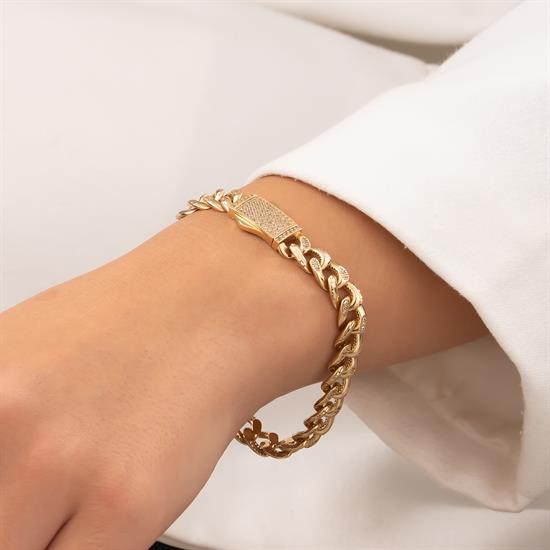 Taşlı Özel Kesim Gurmet 14 Ayar Altın Bileklik