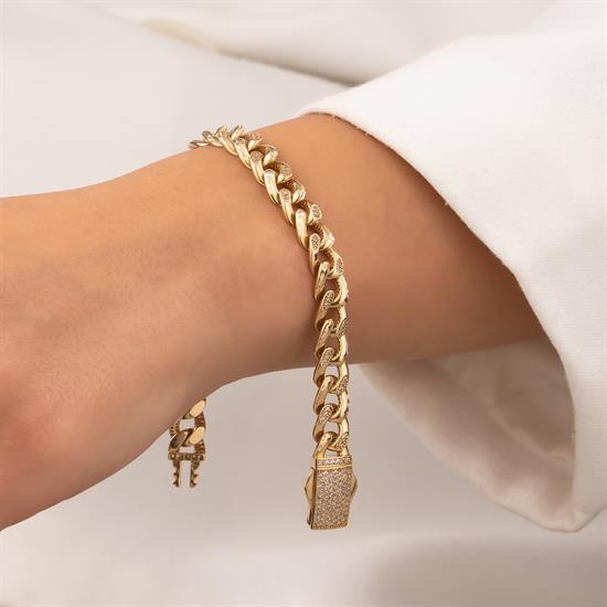 Taşlı Özel Kesim Gurmet 14 Ayar Altın Bileklik