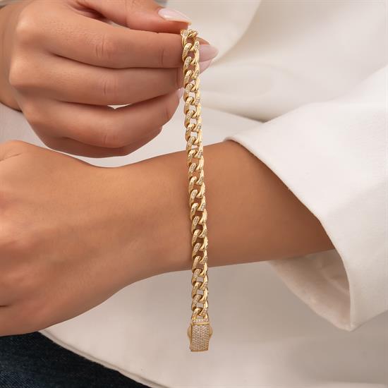 Taşlı Özel Kesim Gurmet 14 Ayar Altın Bileklik