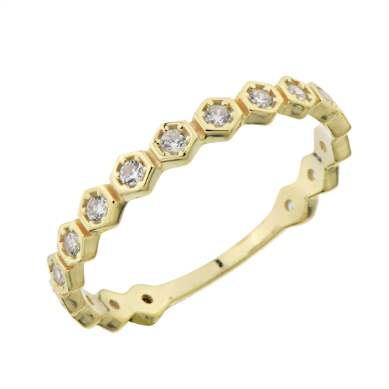 Taşlı Petek Model 14 Ayar Altın Yüzük