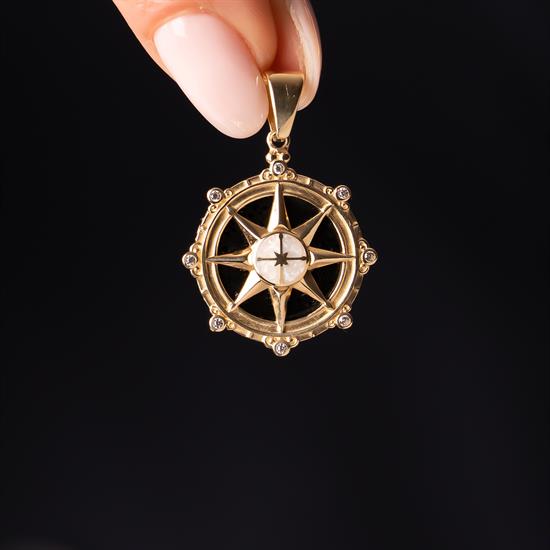 Taşlı Pusula 14 Ayar Altın