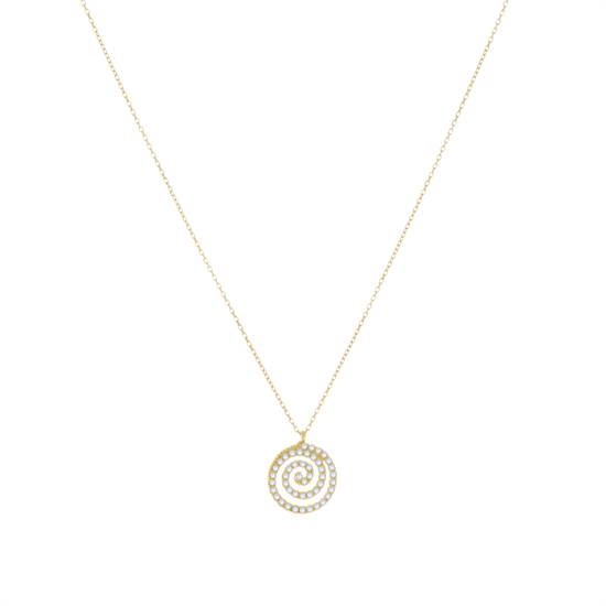 Taşlı Sarmal Model 14 Ayar Altın Kolye