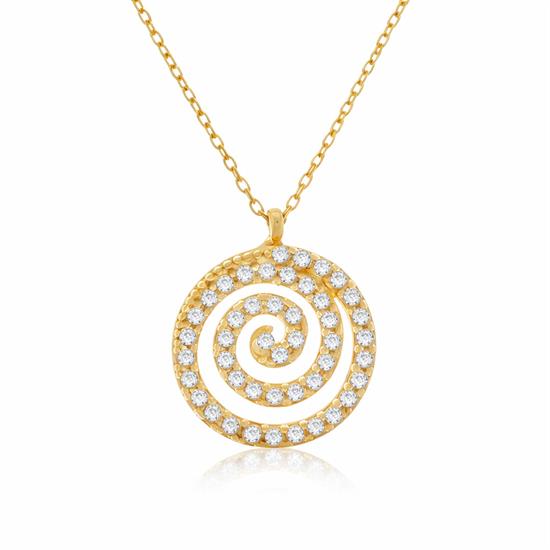 Taşlı Sarmal Model 14 Ayar Altın Kolye