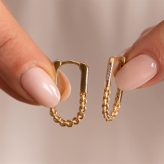 Taşlı Sarmal Model 14 Ayar Altın Küpe